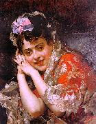   Raimundo de Madrazo y  Garreta The Model Aline Masson with a White Mantilla china oil painting artist